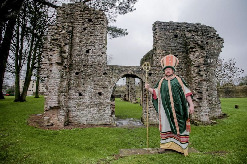 Saint Patrick at the Franciscan ruins of Armagh Friary. 