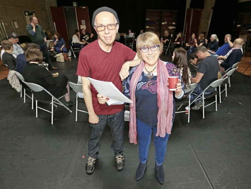 Playwright Marie Jones pictured with composer Rod McVey, who has written original music for the score of her new play Sinners 