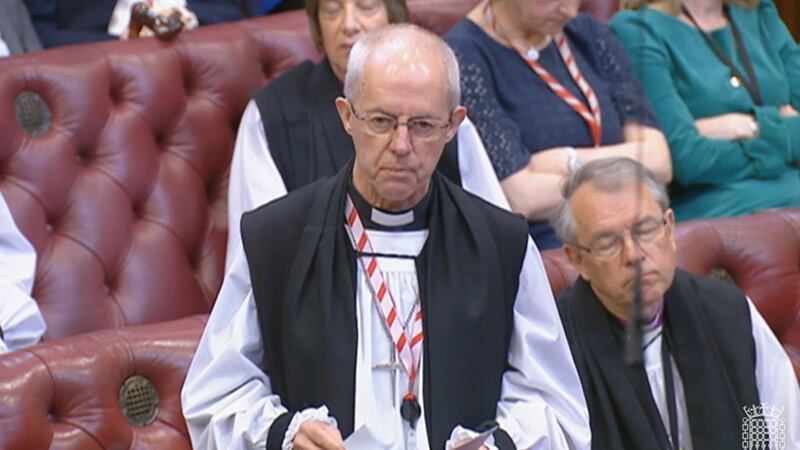 The Archbishop of Canterbury, the Most Rev Justin Welby speaking in the House of Lords (PA)