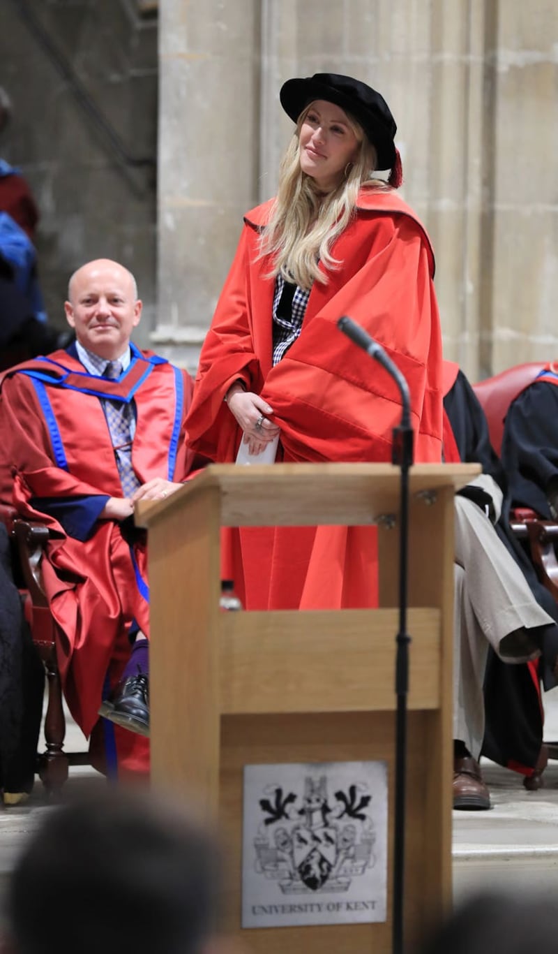 Ellie Goulding before receiving an honorary Doctor of Arts degree from the University of Kent 