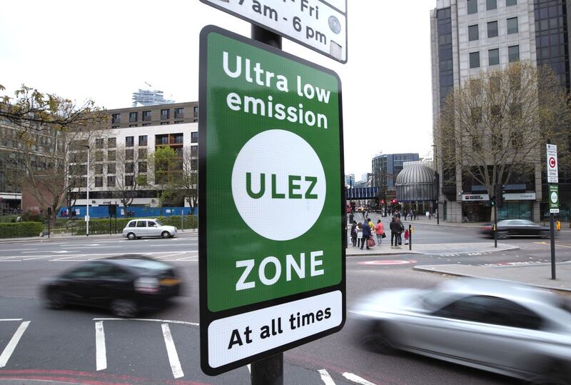 A sign for the Ultra Low Emission Zone