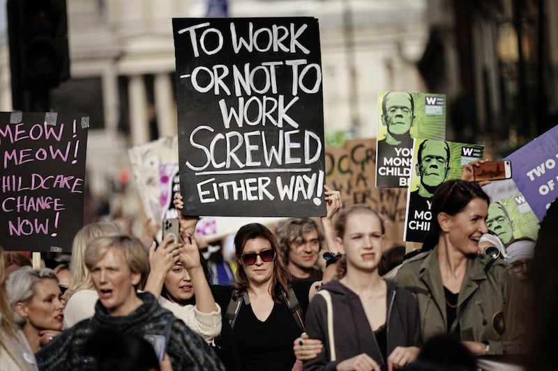 The March of the Mummies protest in central London last year demanded government reform on childcare, parental leave and flexible working. Picture by Aaron Chown/PA Wire 