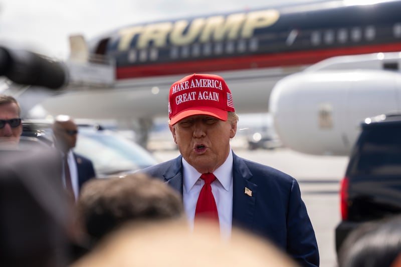Donald Trump arrives in Atlanta (Jason Allen/AP)
