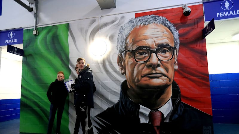Leicester City fans next to a mural of Leicester City manager Claudio Ranieri before the Premier League clash with Manchester United at the King Power Stadium, Leicester on Sunday February 5, 2017