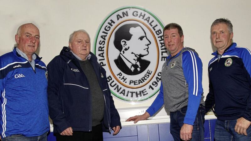 Galbally club members (L-R) Kieran Brannigan, Pauric Rafferty, Pat McKeown and Sean Carberry pictured in the club&#39;s committee room. Picture by Philip Walsh 