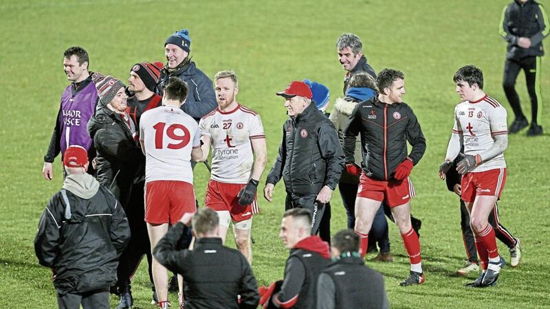 Tyrone players will have enjoyed a victory over their nearest provincial rivals but Mickey Harte's side must surely be looking towards an All-Ireland title in 2018 Picture by Margaret McLaughlin