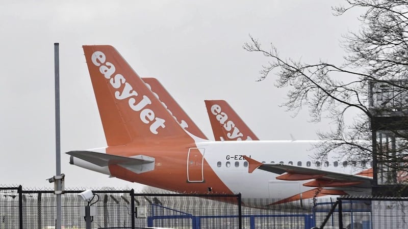 EasyJet planes parked at Belfast International Airport. Picture by Pacemaker Press. 