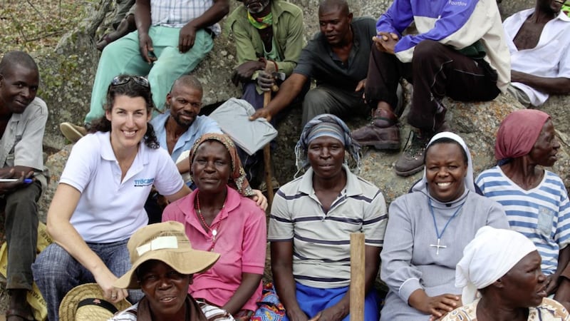 Sarah McCann, Tr&oacute;caire country director for Zimbabwe, working with a group in Harare  