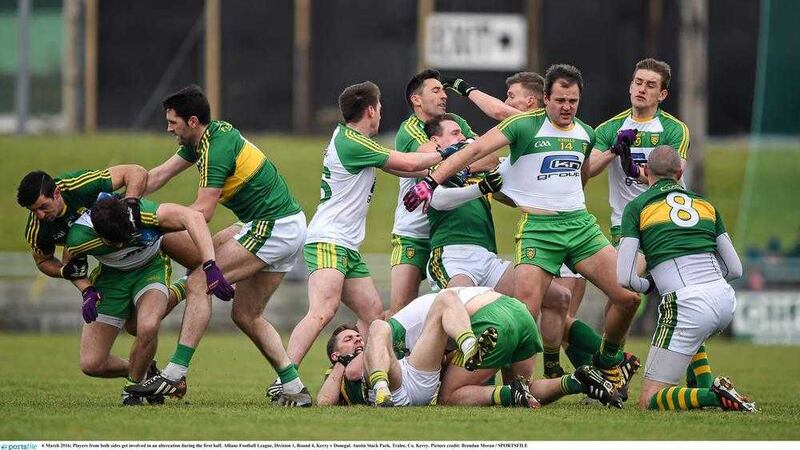 One of a number of skirmishes during Donegal's trip to Kerry last Sunday