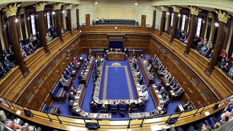 The assembly chamber at Parliament Buildings, Stormont 