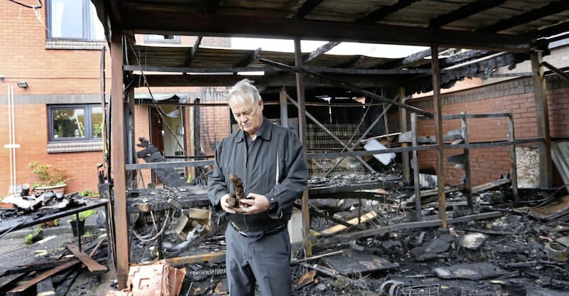 Fr Paddy O&#39;Kane led prayers for the youths responsible for the arson attack. Picture by Margaret McLaughlin 