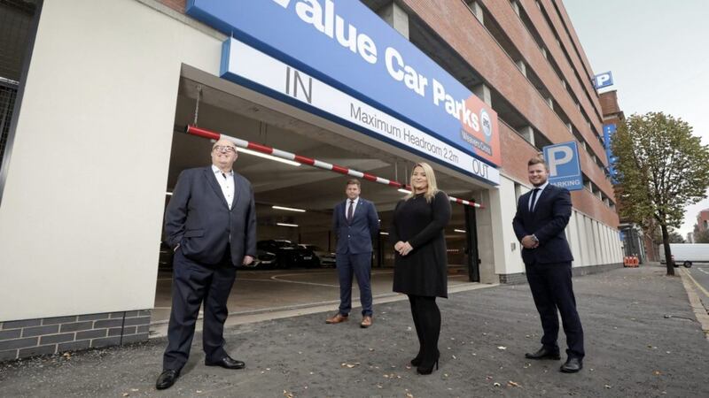 Pictured at the new premium multi-storey car park are (from left) Value Car Parks directors Stephen McCausland, Jonathan McCausland, Emma McCausland and Peter McCausland. Picture: Kelvin Boyes/PressEye 