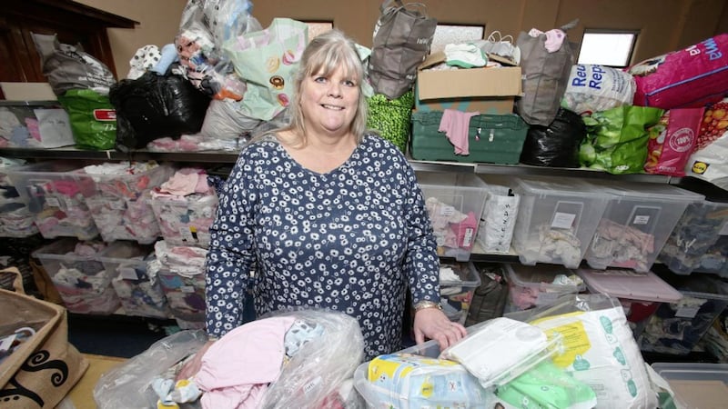 Cheryl Graham, a volunteer at Blossoms baby bank on the Somerton Road in north Belfast, said demand for the service had risen by 80 per cent in three years. Picture Mal by McCann 