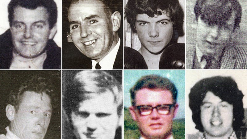 (Top row, left to right) Patrick Doherty, Bernard McGuigan, John &quot;Jackie&quot; <br />Duddy and Gerald Donaghey, (bottom row, left to right) Gerard McKinney, Jim Wray, William McKinney and John Young who were killed on Bloody Sunday. <br />Picture by Bloody Sunday Trust, Press Association