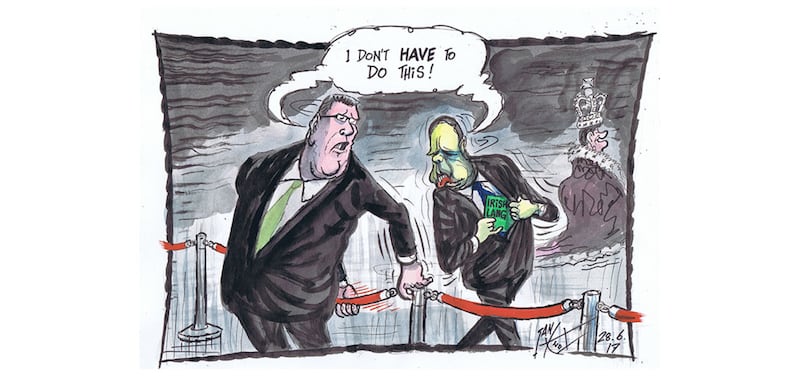 Ian Knox cartoon 28/6/17: Red lines, green lines. An irresistible force engages with an immovable object 