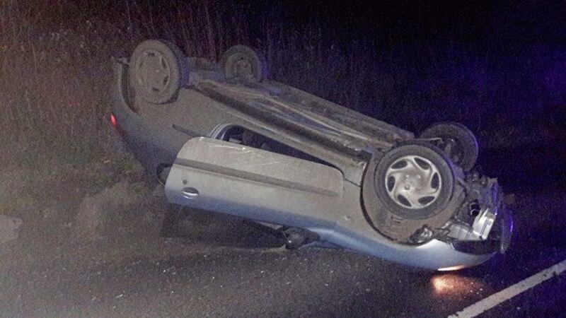 The driver managed to walk away from this car. Picture: PSNI 