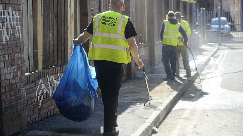 Offenders taking part in the Holylands clean up 