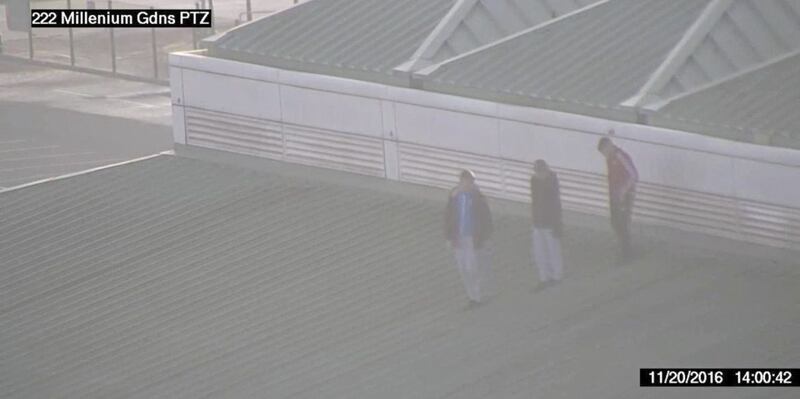 CCTV images of youths on roof of the Royal Victoria Hospital. Picture from Belfast Trust 