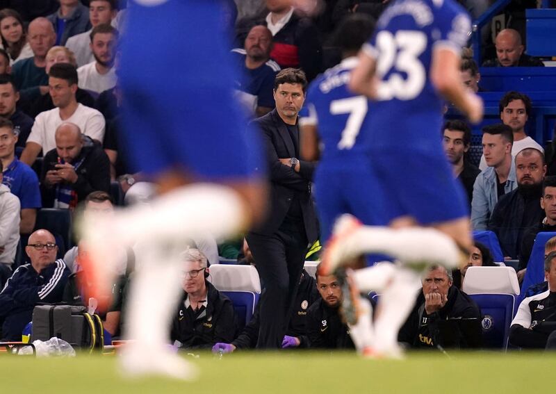 Mauricio Pochettino looks on in his Chelsea side's win over Luton