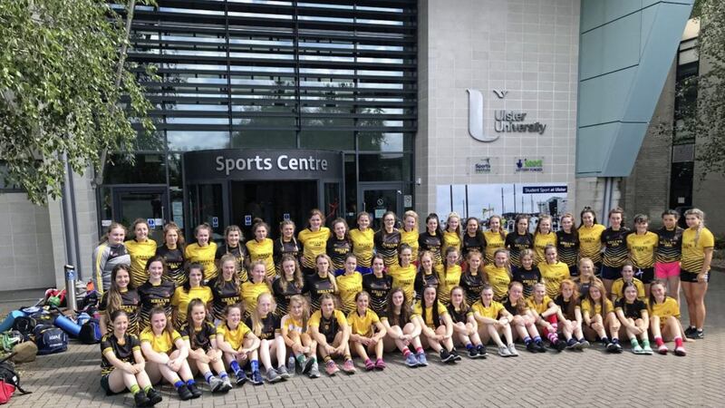 Seventy U16 players from across the province attended the Ulster ladies&rsquo; elite camp for football and camogie at Ulster University on Monday and Tuesday of this week. The girls were put through a series of field sessions by top coaches for each code, Q and A sessions, team-building exercises and also performance and lifestyle modules. The girls are pictured in their provincial kit, which is sponsored by Kelly&rsquo;s Inn, Garvaghey 