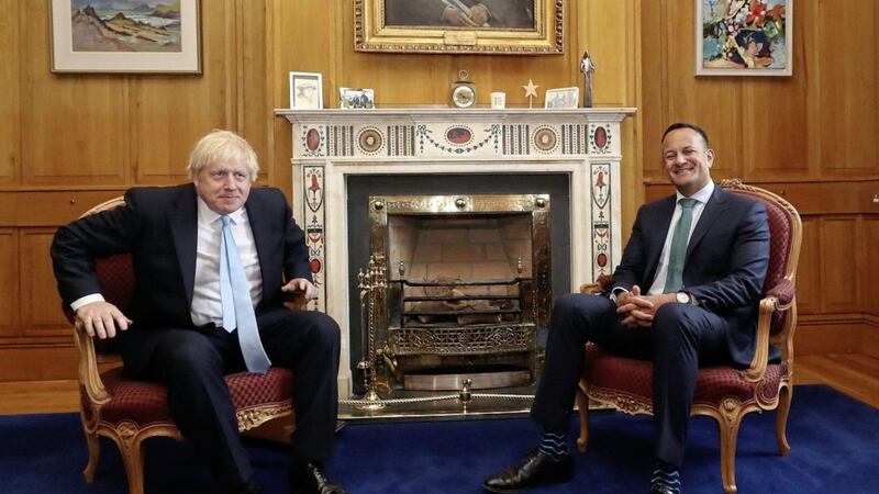 Prime Minister Boris Johnson meets Taoiseach Leo Varadkar in Government Buildings during his visit to Dublin. Picture by Niall Carson, Press Association 