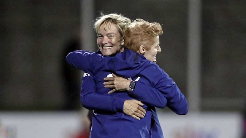 Former Republic of Ireland head coach Vera Pauw and assistant manager Eileen Gleeson. The latter will stay on as manager until the end of the Nations League campaign.