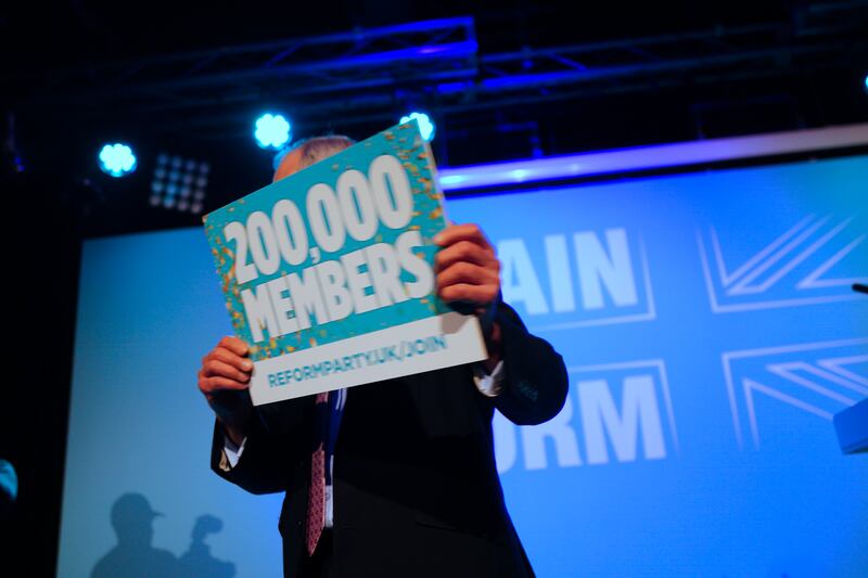 Reform UK leader Nigel Farage has announced it is his party’s target for membership numbers to overtake Labour
