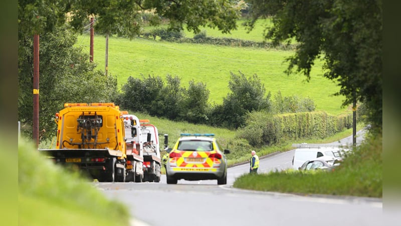 The scene of the accident on Old Ballynahinch Road. Picture by Mal McCann<br />&nbsp;