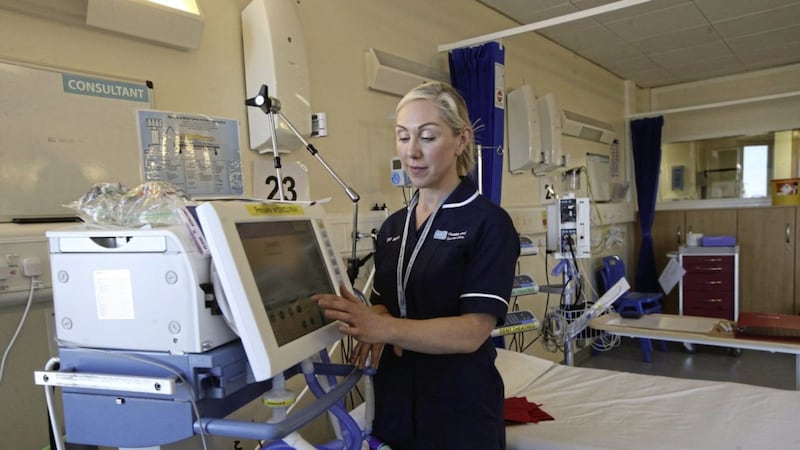 Nurses set up  in one of the new ICU wards in the City Hospital Picture by Hugh Russell. 