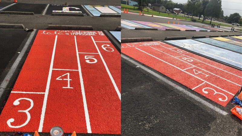 Students at Brusly High in Louisiana have painted their parking spots in creative styles as a senior tradition.