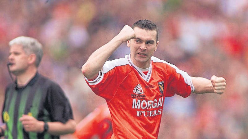 OISIN McConville slotted home the third goal for Armagh as the Orchard county routed Donegal 3-15 to 0-11 in the 2004 Ulster final, held at Croke Park.