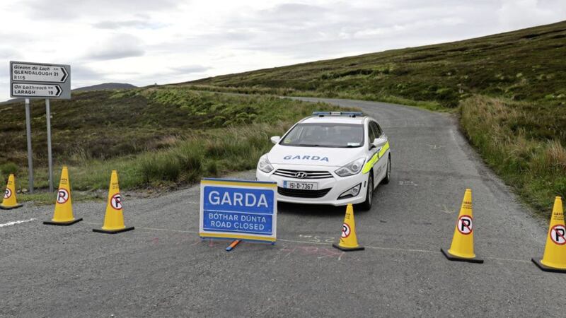 Garda close a road by the Sally Gap in the Wicklow Mountains after Patricia O&#39;Connor&#39;s remains were found in the area. Picture by Niall Carson, Press Association 