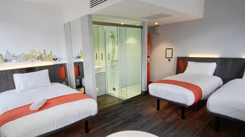 Interior of one of the family rooms at the Belfast EasyHotel 