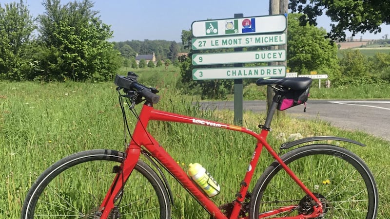 Around 42 per cent of the 453.5km Paris-to-Mont-St-Michel &#39;Veloscenic&#39; cycle route is traffic-free 