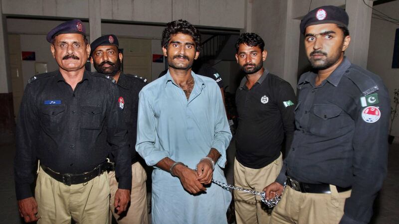 Pakistani police officers present Waseem Azeem, the brother of slain model Qandeel Baloch, before the media following his arrest at a police station in Multan. Picture by&nbsp;Asim Tanveer, Associated Press&nbsp;