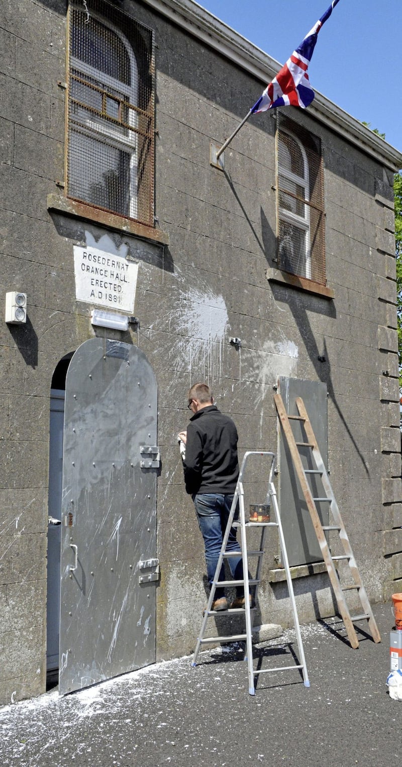 Orange Hall in Cloughmills targeted in paint bomb attack. By Pacemaker Press.. 