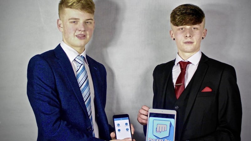 Belfast teenagers Gareth Wright (left) and Mason Robinson (right) have developed the anti-bullying app Pocket Pal 