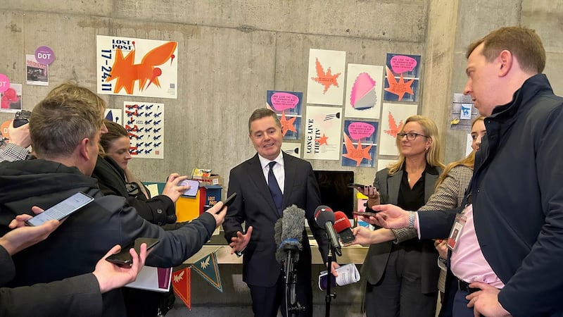 Minister for Public Expenditure Paschal Donohoe speaks during a media opportunity at the National College of Art and Design, Dublin (Cillian Sherlock/PA)