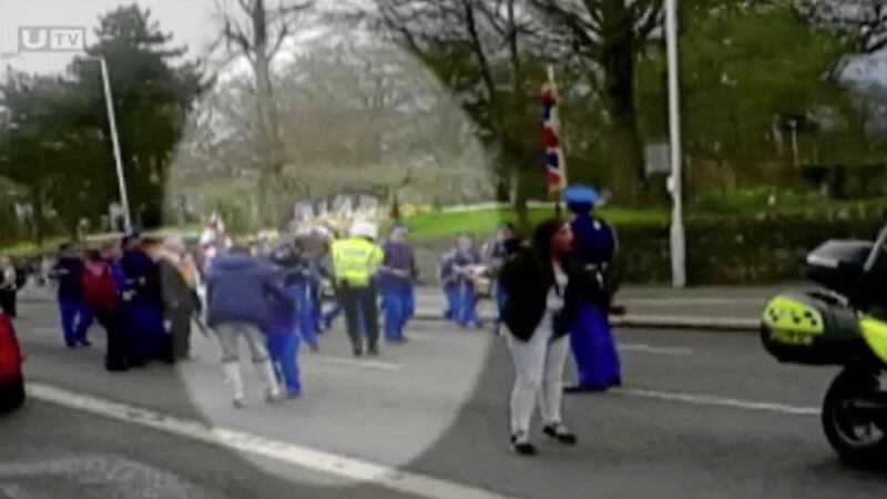 The disturbances occurred at a junior Orange Order parade in south Belfast last year. Picture by UTV 