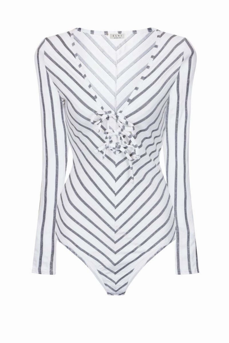 Elvi Mabe Body in Stripe with Skinny Ties, &pound;29, available from Elvi 