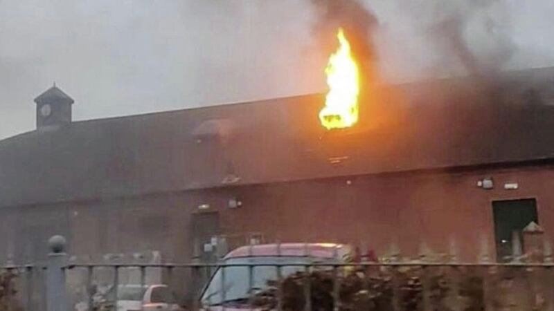 Flames broke through the roof of the Link 48 restaurant at Culmore in Derry. Picture by Facebook 