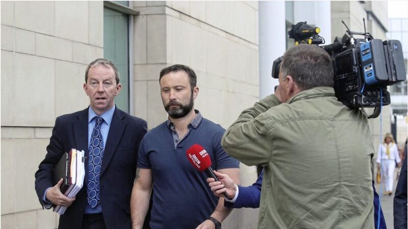 Damien McLaughlin walks free from Belfast Crown Court. Picture by Hugh Russell 
