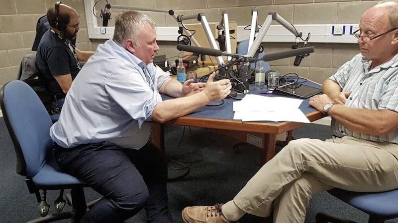 Broadcaster Stephen Nolan was interviewed by TUV leader Jim Allister. Picture by Stephen Nolan/ Twitter 