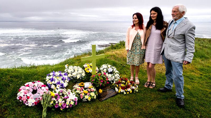 John Maxwell and Mary Hornsey with their daughter Lisa McKean after leaving a wreath to their son Paul Maxwell who was killed when Lord Mountbatten's boat was blown up, by the IRA, off the coast of Mullaghmore on August 27, 1979&nbsp;