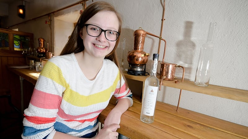 Hana Hughes pictured with a bottle of her &lsquo;Driver&rsquo;s Gin&rsquo; &nbsp;