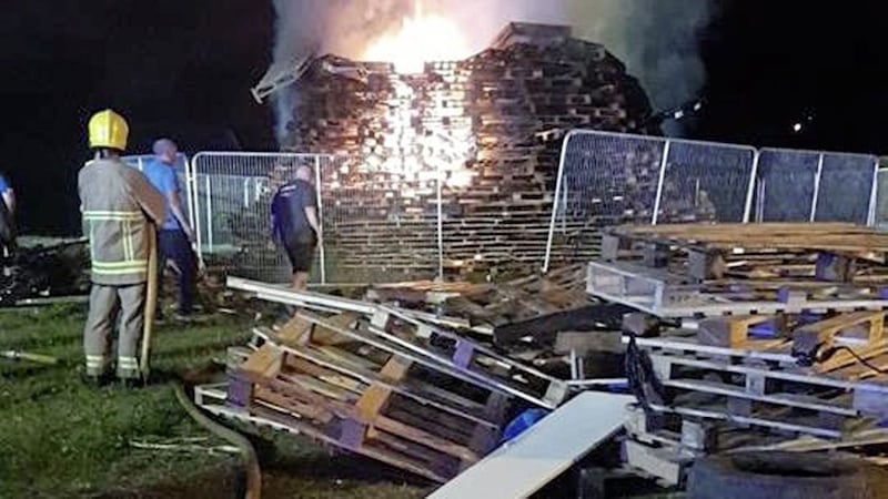 An Eleventh Night bonfire has been set alight in the Leckagh estate in Magherafelt, Co Derry 