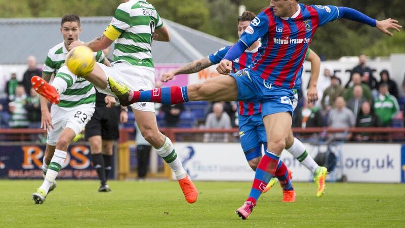 Celtic captain Scott Brown in action against Inverness Caledonian Thistle's Brad McKay during last Sunday's Ladbrokes Scottish Premiership match at the Caledonian Stadium<br />Picture by PA&nbsp;