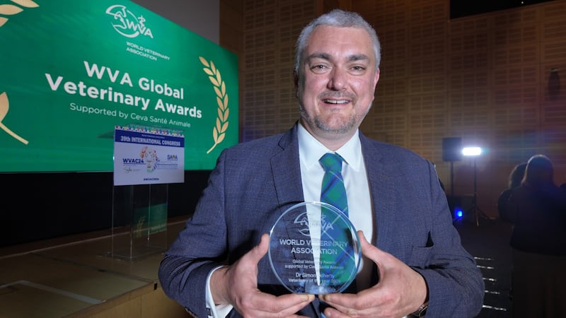 Dr Simon Doherty pictured at the WVA Global Veterinary Awards in Cape Town, South Africa.