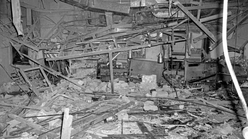 The wreckage left at the Mulberry Bush pub in Birmingham after the bomb exploded. Picture by Press Association 