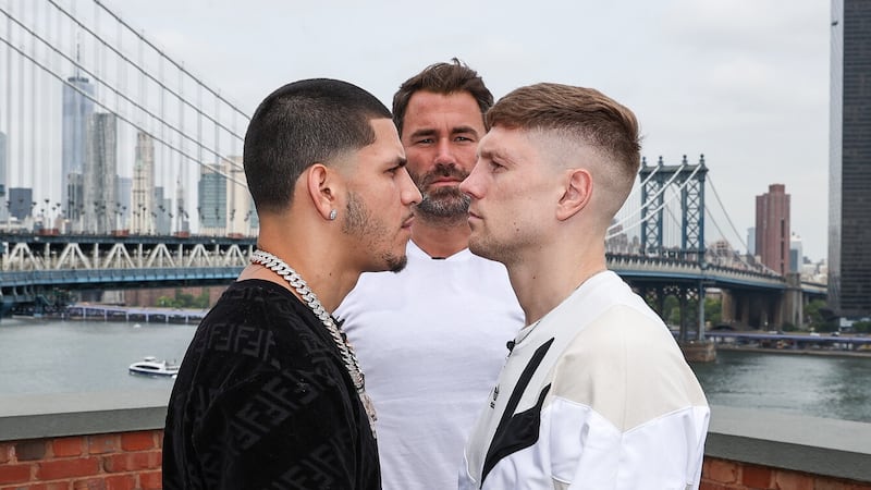 Edgar Berlanga and Jason Quigley face-off in New York ahead of their bout at The Theater at Madison Square Garden. Picture; Melina Pizano/Matchroom.